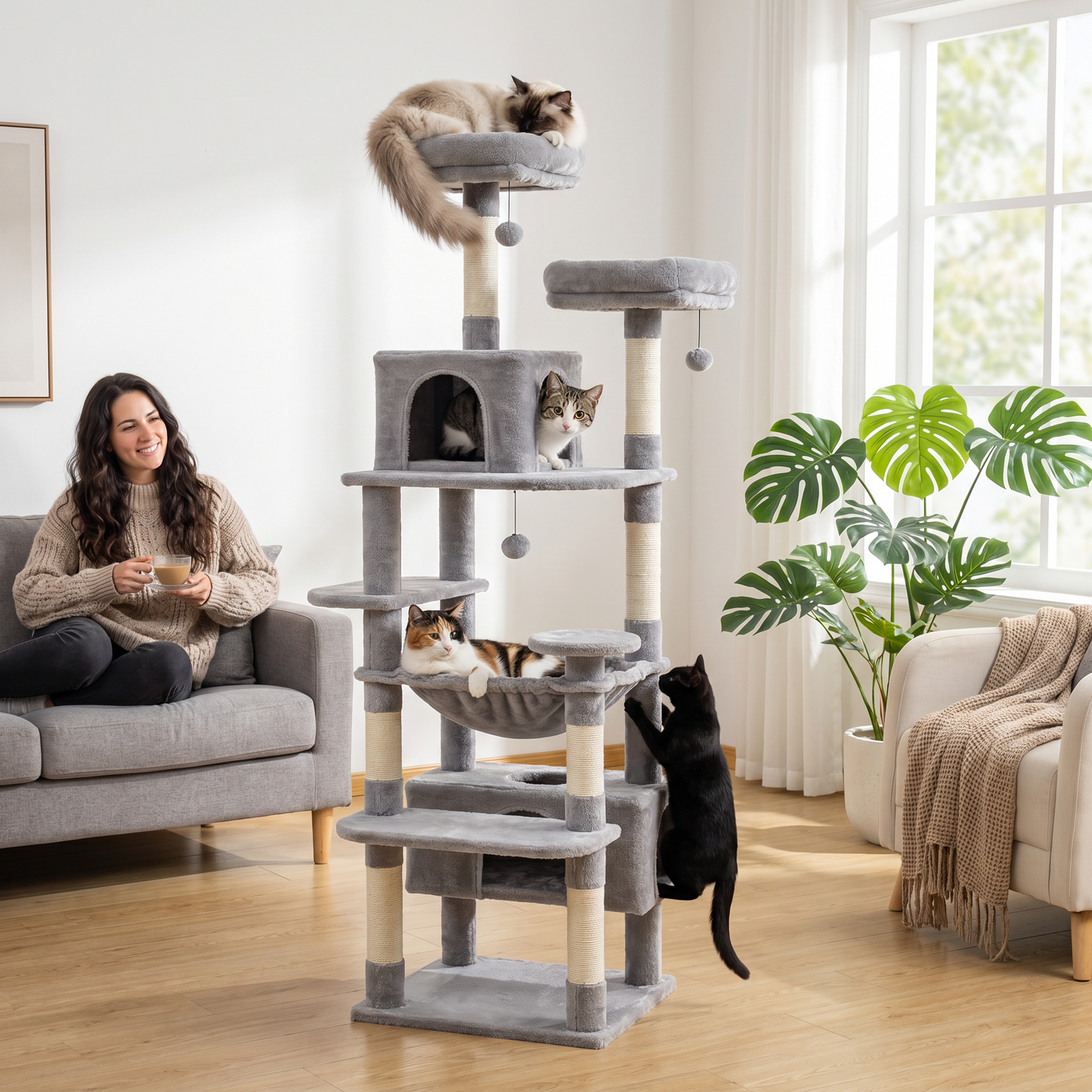 Grote Kattentoren | Sisal | Hangmat & Huisjes | 3 Maten