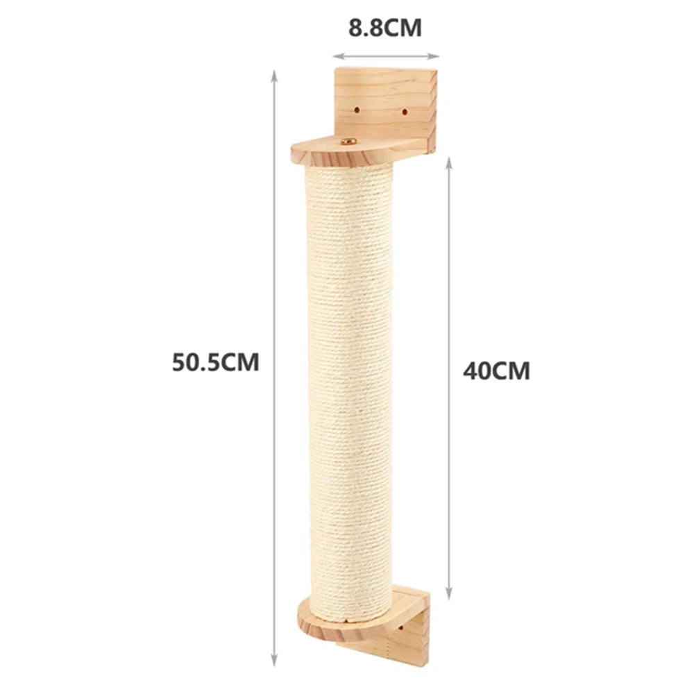 Wandmontage Klimtouw Kat | Sisal & Massief Hout | Krabben & Klimmen