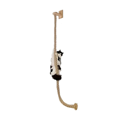 Wandmontage Klimtouw Kat | Sisal & Massief Hout | Krabben & Klimmen
