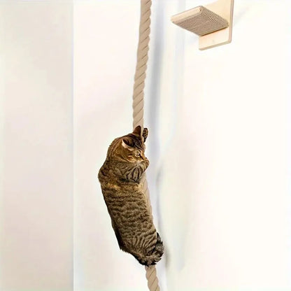 Wandmontage Klimtouw Kat | Sisal & Massief Hout | Krabben & Klimmen