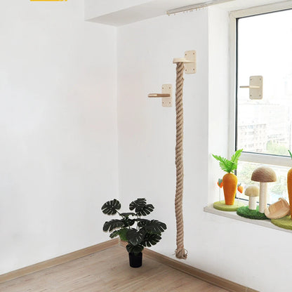 Wandmontage Klimtouw Kat | Sisal & Massief Hout | Krabben & Klimmen