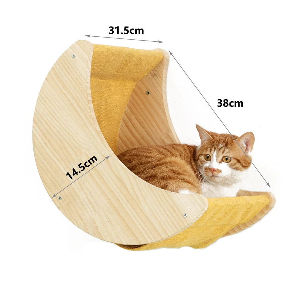 Wandmontage Klimtouw Kat | Sisal & Massief Hout | Krabben & Klimmen