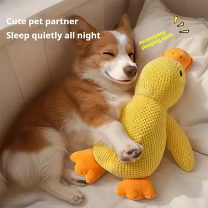 Leuk hondenspeeltje: een stampende eend, bijtbestendig, tandenpoetsend, interactief speelgoed voor grote honden, tegen verveling. Pluche speeltje. 0
