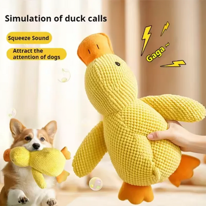 Leuk hondenspeeltje: een stampende eend, bijtbestendig, tandenpoetsend, interactief speelgoed voor grote honden, tegen verveling. Pluche speeltje. 3