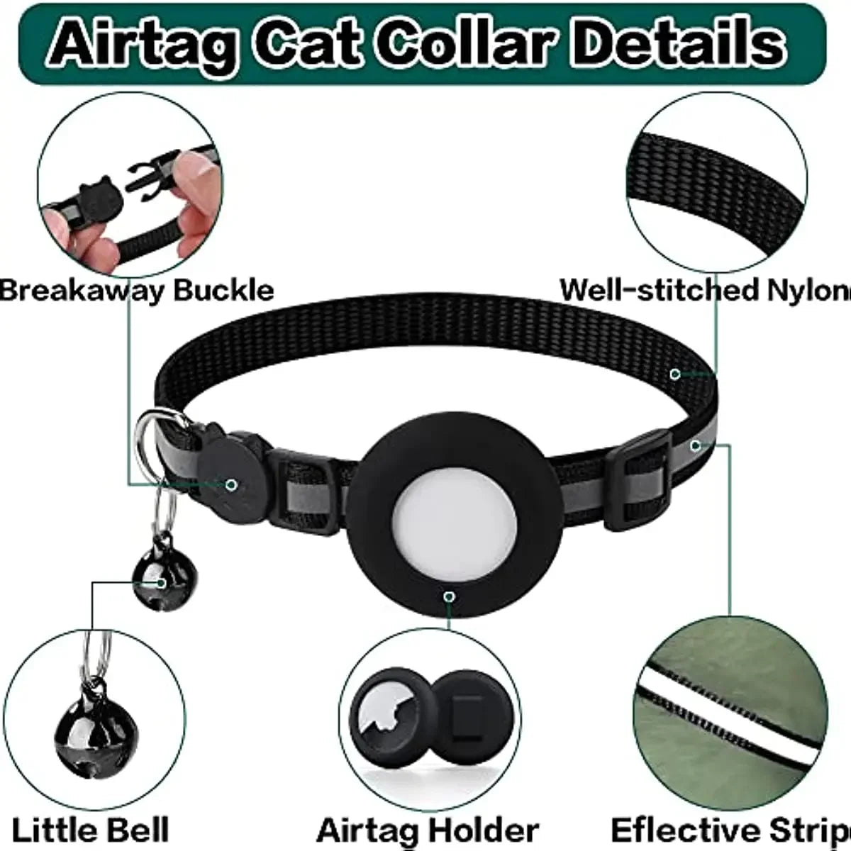Kattenhalsband | Reflecterend & Belletje | Luchtlabelhouder | Verstelbaar