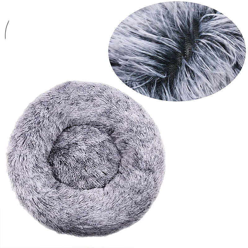 Rond hondenbed van 40-90 cm, verkrijgbaar in 6 maten, geschikt voor grote honden, superzacht kattenbed, pluche hondenmand, warm slaapbed voor middelgrote honden, ideaal voor de winter. 12