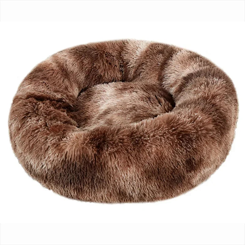 Rond hondenbed van 40-90 cm, verkrijgbaar in 6 maten, geschikt voor grote honden, superzacht kattenbed, pluche hondenmand, warm slaapbed voor middelgrote honden, ideaal voor de winter. 9