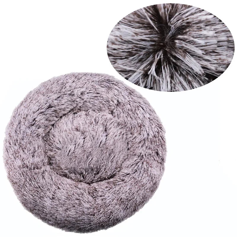 Rond hondenbed van 40-90 cm, verkrijgbaar in 6 maten, geschikt voor grote honden, superzacht kattenbed, pluche hondenmand, warm slaapbed voor middelgrote honden, ideaal voor de winter. 6