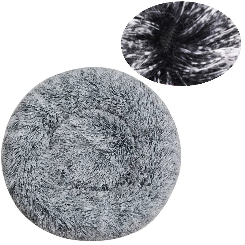 Rond hondenbed van 40-90 cm, verkrijgbaar in 6 maten, geschikt voor grote honden, superzacht kattenbed, pluche hondenmand, warm slaapbed voor middelgrote honden, ideaal voor de winter. 13