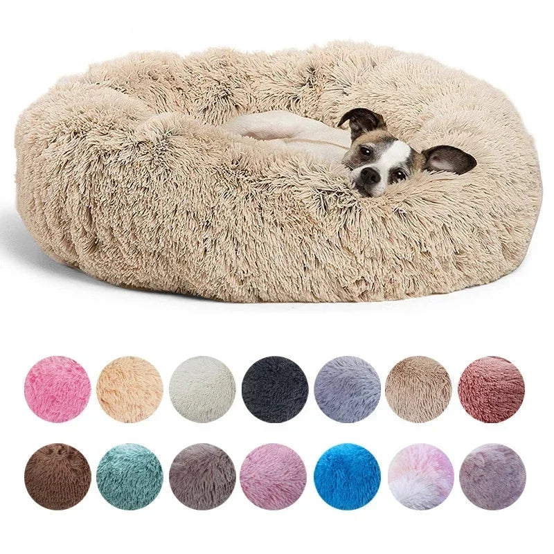Rond hondenbed van 40-90 cm, verkrijgbaar in 6 maten, geschikt voor grote honden, superzacht kattenbed, pluche hondenmand, warm slaapbed voor middelgrote honden, ideaal voor de winter. 0