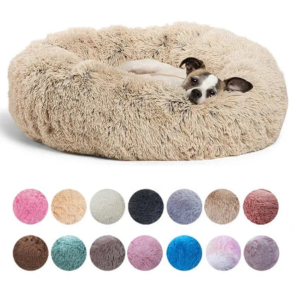 Rond hondenbed van 40-90 cm, verkrijgbaar in 6 maten, geschikt voor grote honden, superzacht kattenbed, pluche hondenmand, warm slaapbed voor middelgrote honden, ideaal voor de winter. 0