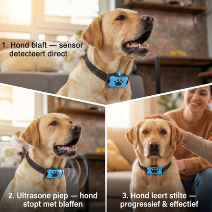 Anti-Blafhalsband Hond | Ultrasoon & Vibratie | USB Oplaadbaar | Zonder Schok