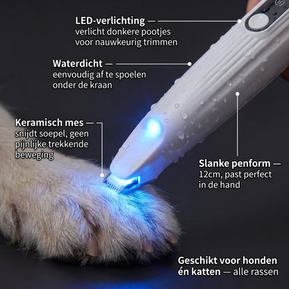 Poottrimmer Hond & Kat | LED-Verlichting | Keramisch Mes | Draadloos & Waterdicht