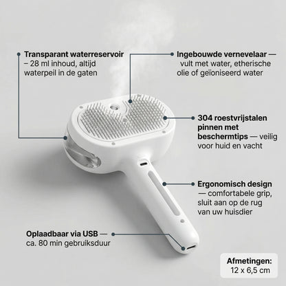 Stoomborstel Kat | 3-in-1 Verzorging | Borstelen + Masseren + Ontharen