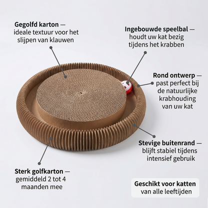 Krabplank met Speelbal | Gegolfd Karton | Krabben + Spelen in één