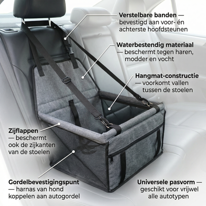Autostoelhoes Hond & Kat | Opvouwbare Hangmat | Beschermde Achterbank