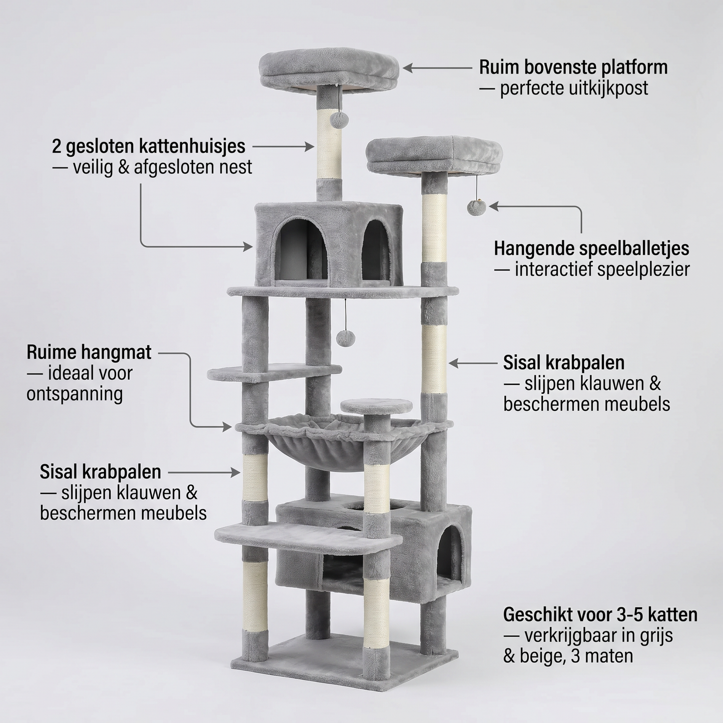 Grote Kattentoren | Sisal | Hangmat & Huisjes | 3 Maten