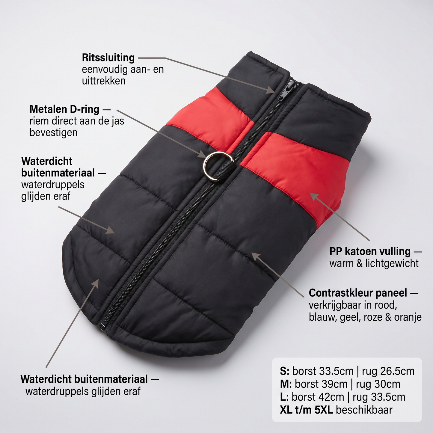 Hondenjas | Waterdicht & Warm | Rits | Klein t/m Groot