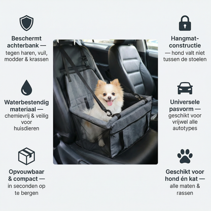 Autostoelhoes Hond & Kat | Opvouwbare Hangmat | Beschermde Achterbank