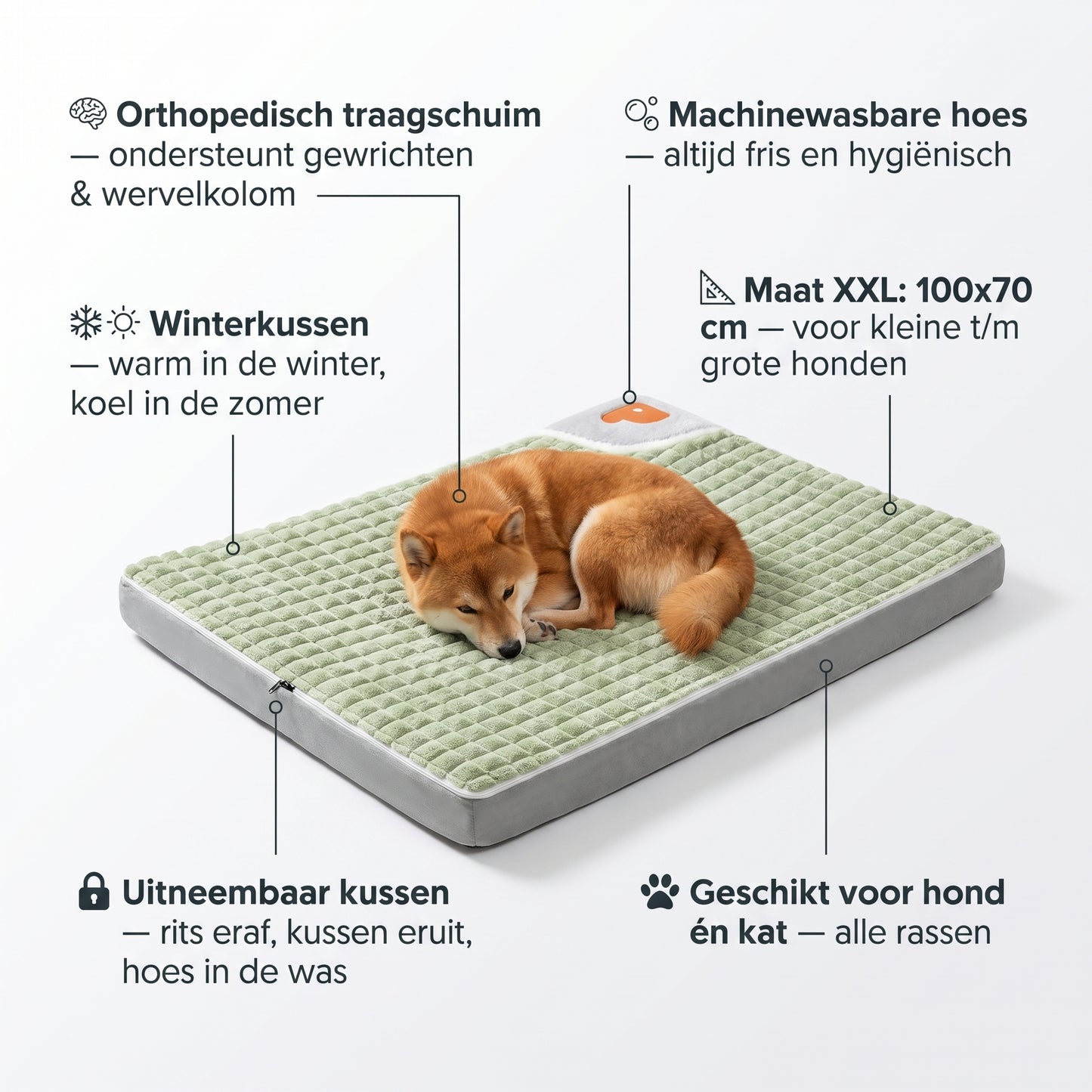 Orthopedisch Hondenbed | Traagschuim | Machinewasbaar | Alle Maten & Kleuren
