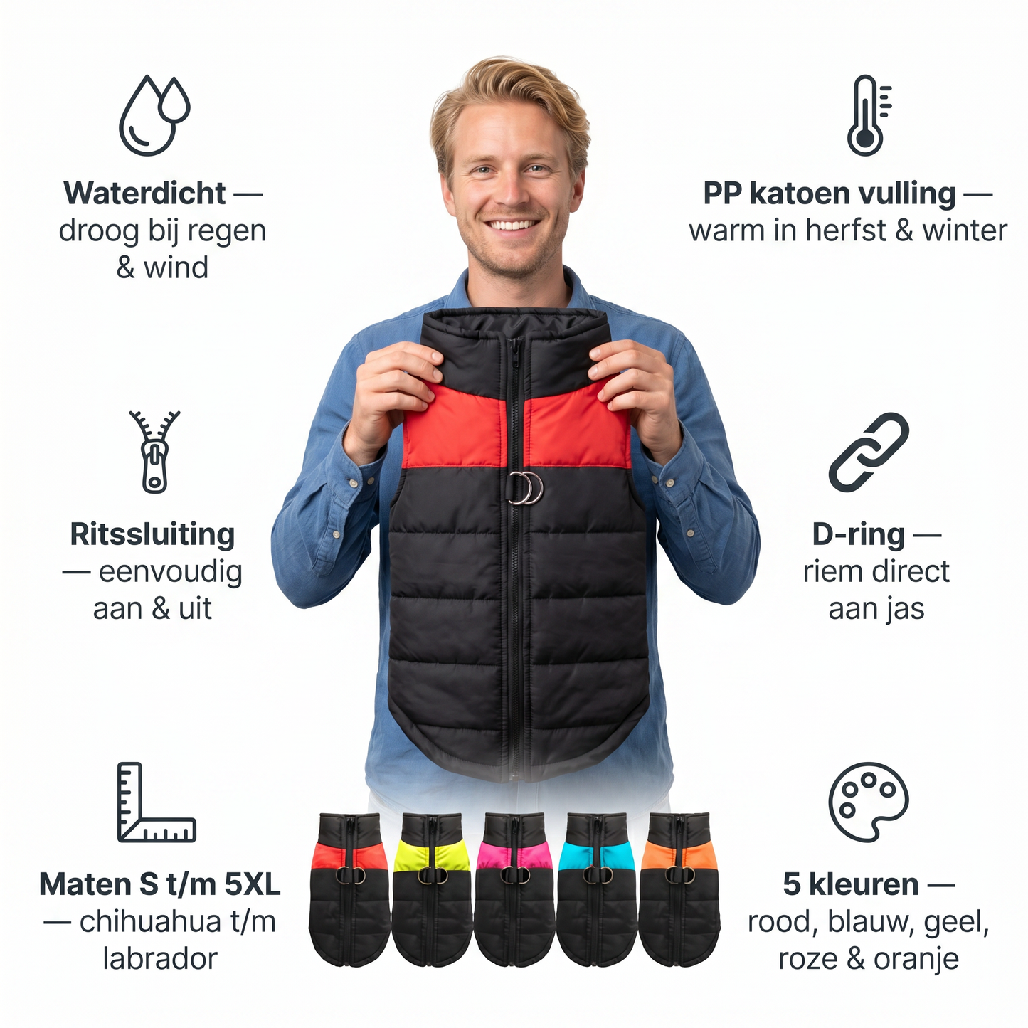Hondenjas | Waterdicht & Warm | Rits | Klein t/m Groot