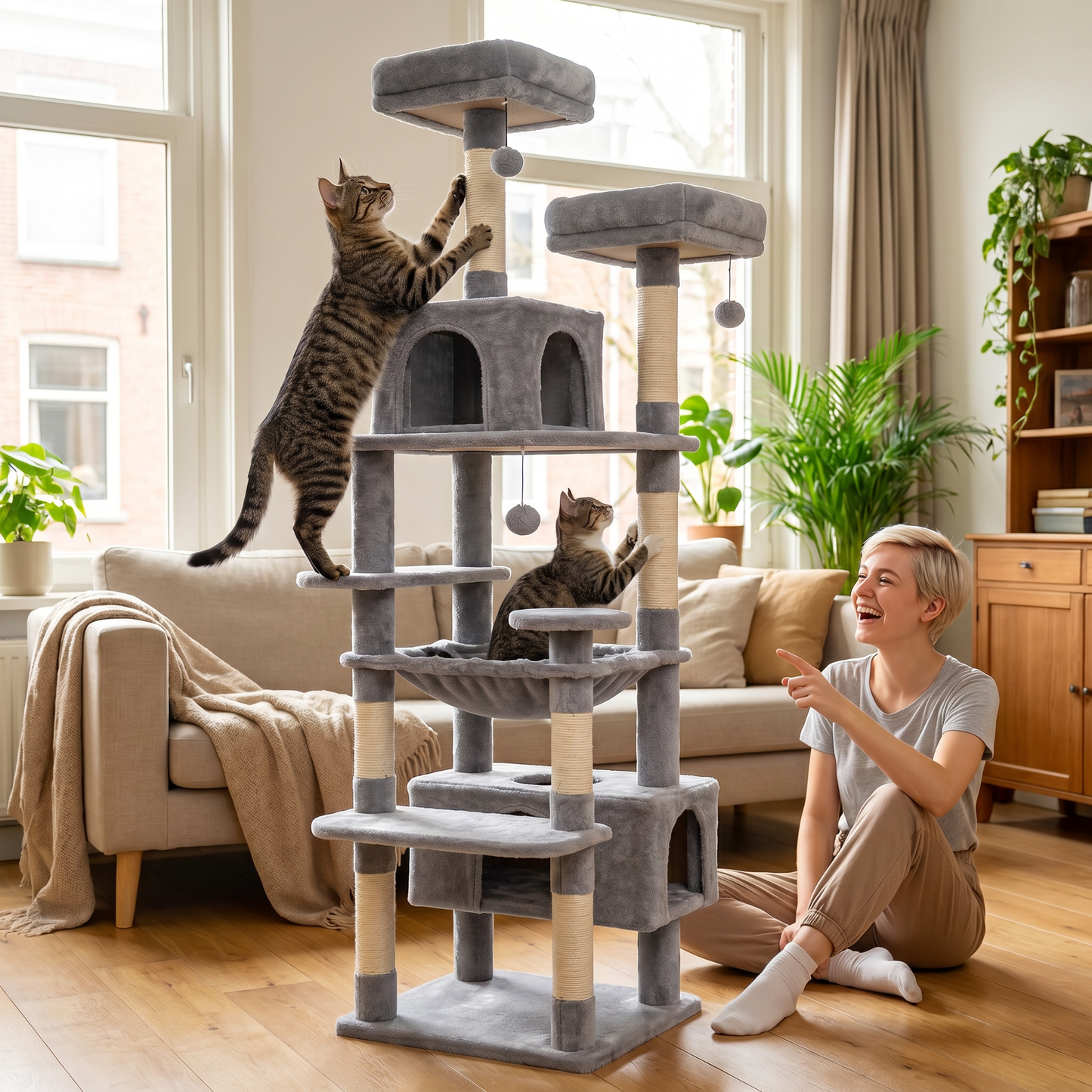 Grote Kattentoren | Sisal | Hangmat & Huisjes | 3 Maten