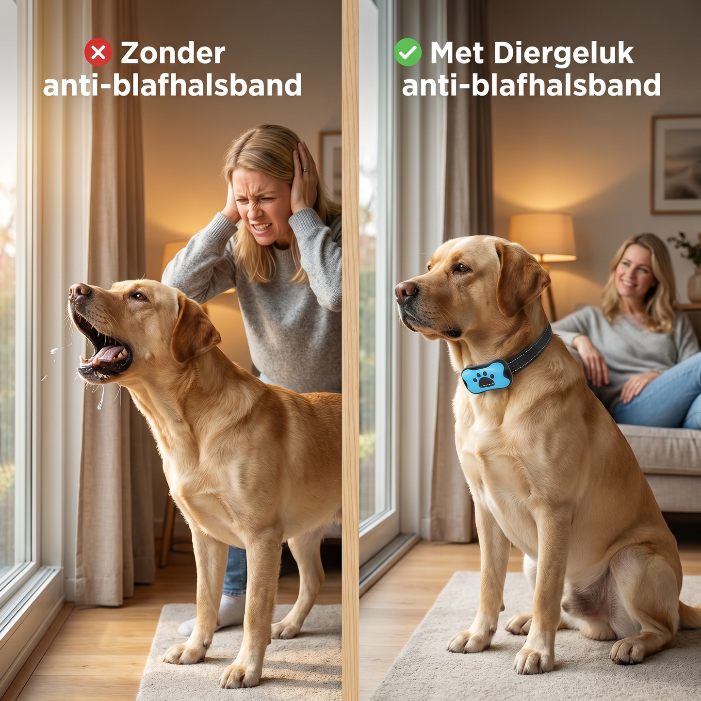 Anti-Blafhalsband Hond | Ultrasoon & Vibratie | USB Oplaadbaar | Zonder Schok