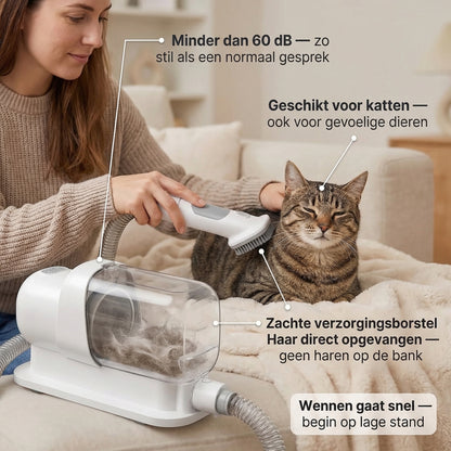 Huisdier Verzorgingsset met Stofzuiger | 5-in-1 | 2,3L Opvangbak | Hond & Kat